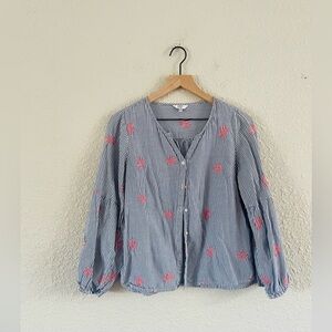 Crown & Ivy Blue and Pink Striped Blouse